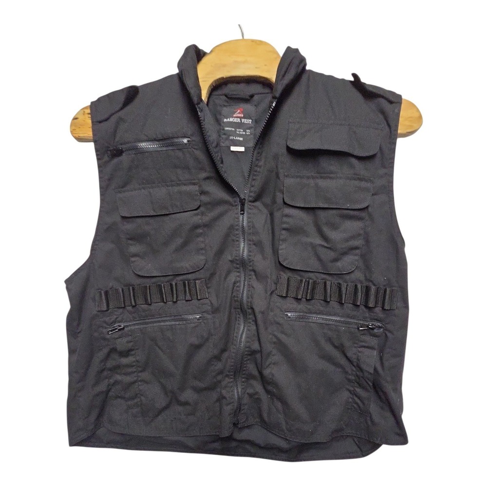 Rothco Ranger Vest Mens 2XL Black Tactical Utility Fishing Hunting Multi-Pocket